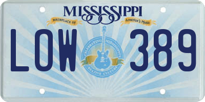 MS license plate LOW389