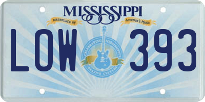 MS license plate LOW393