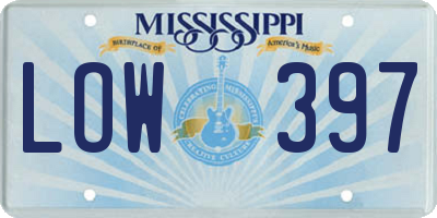 MS license plate LOW397