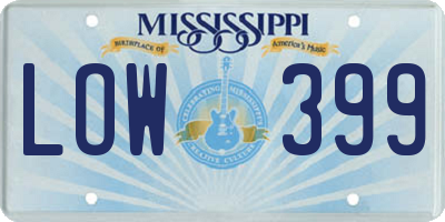 MS license plate LOW399