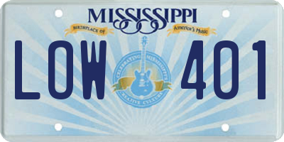 MS license plate LOW401