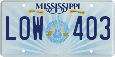 MS license plate LOW403
