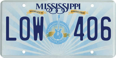 MS license plate LOW406