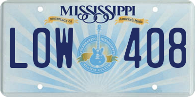MS license plate LOW408
