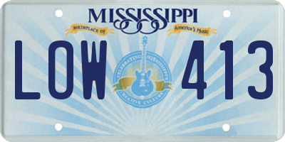 MS license plate LOW413