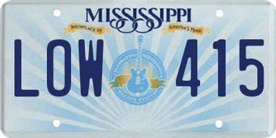MS license plate LOW415