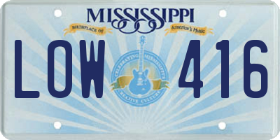 MS license plate LOW416