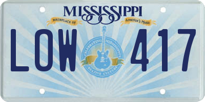 MS license plate LOW417