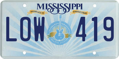MS license plate LOW419