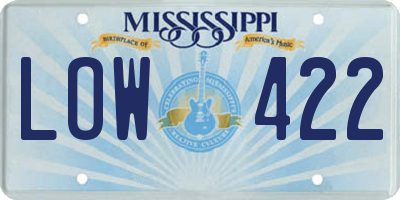 MS license plate LOW422