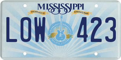 MS license plate LOW423