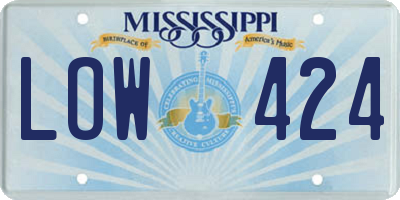 MS license plate LOW424