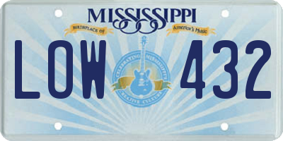 MS license plate LOW432