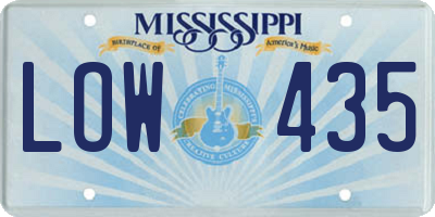 MS license plate LOW435