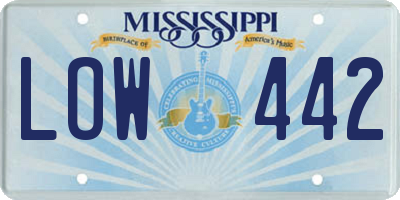 MS license plate LOW442