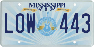 MS license plate LOW443
