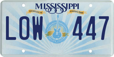 MS license plate LOW447