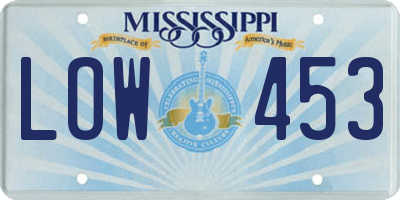 MS license plate LOW453