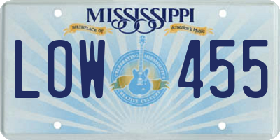 MS license plate LOW455