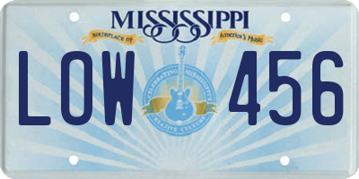 MS license plate LOW456