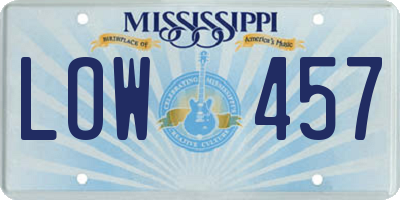 MS license plate LOW457