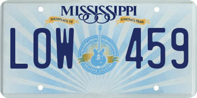 MS license plate LOW459