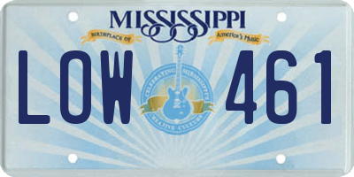 MS license plate LOW461