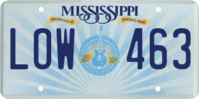 MS license plate LOW463