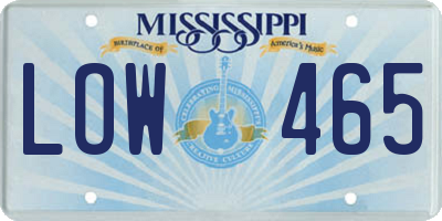 MS license plate LOW465