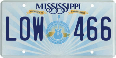 MS license plate LOW466