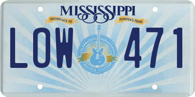 MS license plate LOW471