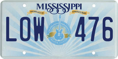 MS license plate LOW476