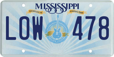MS license plate LOW478