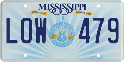 MS license plate LOW479