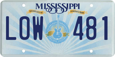 MS license plate LOW481