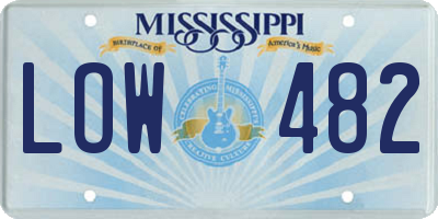 MS license plate LOW482