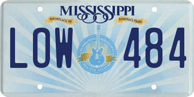 MS license plate LOW484
