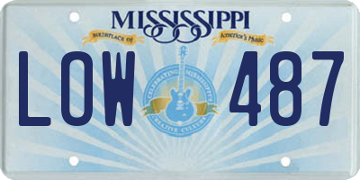 MS license plate LOW487