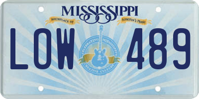 MS license plate LOW489