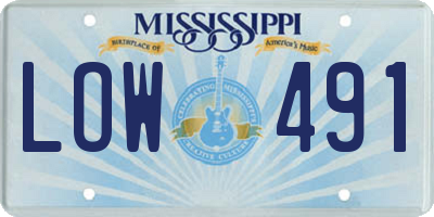 MS license plate LOW491