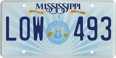 MS license plate LOW493