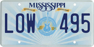 MS license plate LOW495