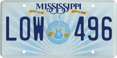 MS license plate LOW496