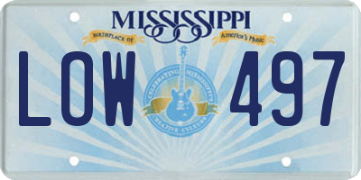 MS license plate LOW497