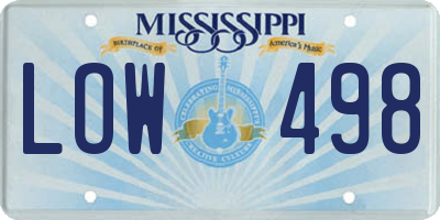 MS license plate LOW498