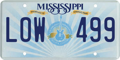 MS license plate LOW499