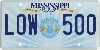 MS license plate LOW500