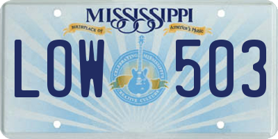 MS license plate LOW503