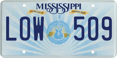 MS license plate LOW509
