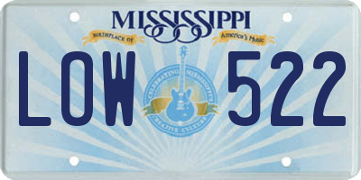 MS license plate LOW522